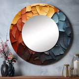 Blue Beige Redwood Tree Collage - Floral Wall Mirror
