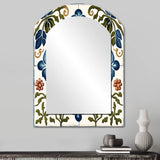 Abstract Tile Asymmetrical Wall Mirror - Mediterranean Tiles In Retro Blue I
