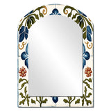 Abstract Tile Asymmetrical Wall Mirror - Mediterranean Tiles In Retro Blue I