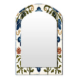 Abstract Tile Asymmetrical Wall Mirror - Mediterranean Tiles In Retro Blue I