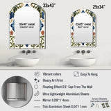 Abstract Tile Asymmetrical Wall Mirror - Mediterranean Tiles In Retro Blue I