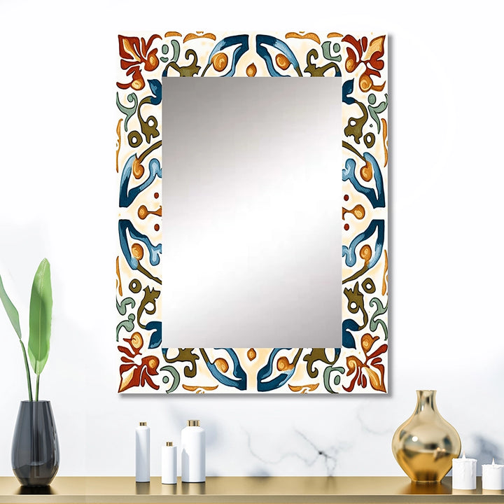 Modern Decorative Wall Mirror - Mediterranean Tiles In Retro Blue III