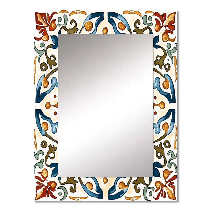 Modern Decorative Wall Mirror - Mediterranean Tiles In Retro Blue III