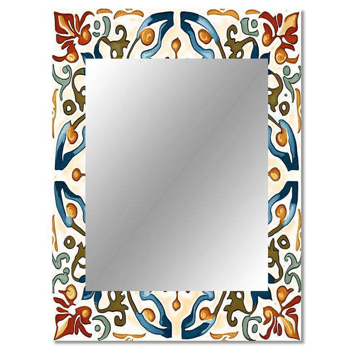 Modern Decorative Wall Mirror - Mediterranean Tiles In Retro Blue III