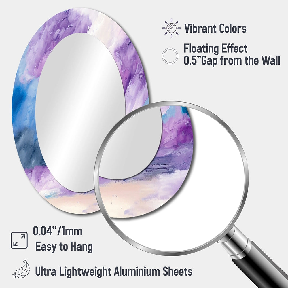 Abstract Liquid Ink Large Wall Mirror - Violet Storm At The Horizon - Printed Mirror