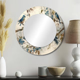 Modern Decorative Mirror - Four Vintage Blue Birds On A Branch IV - Print on Metal