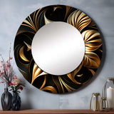 Golden Lily On Black I - Floral Wall Mirror