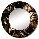 Golden Lily On Black I - Floral Wall Mirror