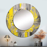 Mustard Yellow And Vivid Gray IV - Abstract Wall Mirror