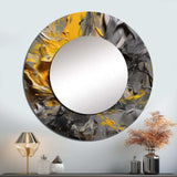 Mustard Yellow And Vivid Gray V - Abstract Wall Mirror