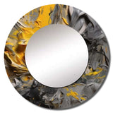 Mustard Yellow And Vivid Gray V - Abstract Wall Mirror