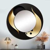 Golden Droplets On Black - Abstract Wall Mirror