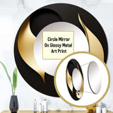 Golden Droplets On Black - Abstract Wall Mirror