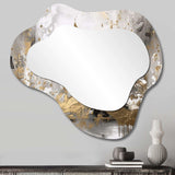 Modern White and Gold Abstract - Abstract Big Asymmetrical Wall Mirror