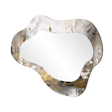 Modern White and Gold Abstract - Abstract Wall Mirror