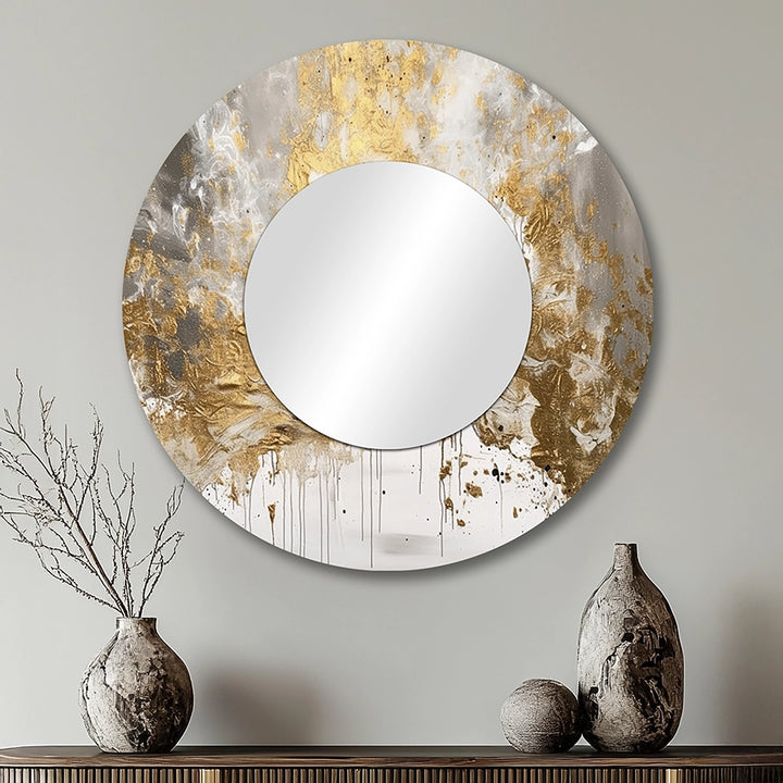 Modern Decorative Mirror - Golden Abstract - Metal Wall Mirror