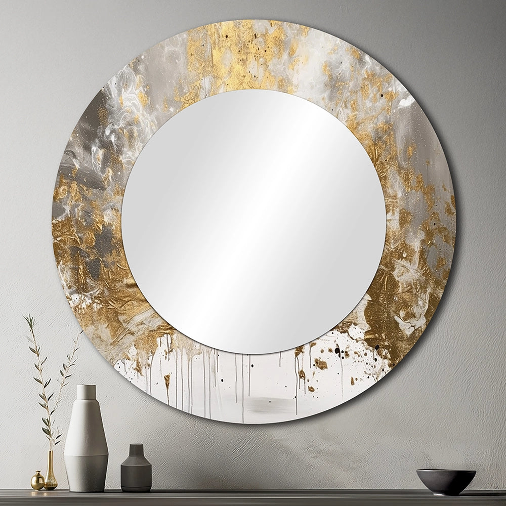 Modern Decorative Mirror - Golden Abstract - Metal Wall Mirror