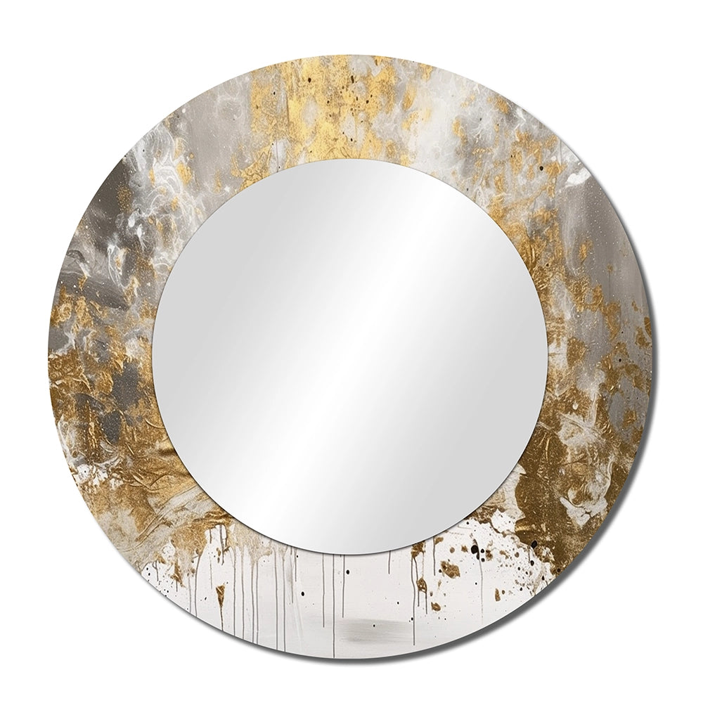 Modern Decorative Mirror - Golden Abstract - Metal Wall Mirror