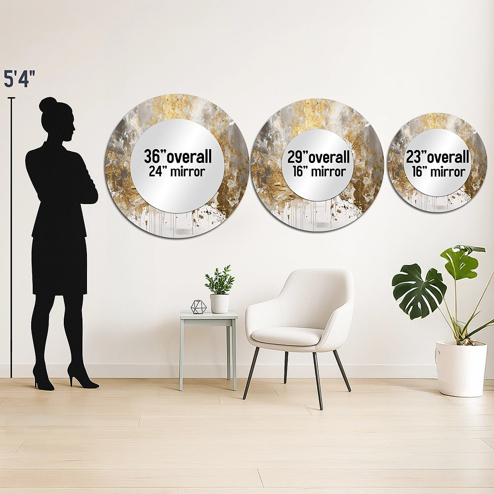 Modern Decorative Mirror - Golden Abstract - Metal Wall Mirror