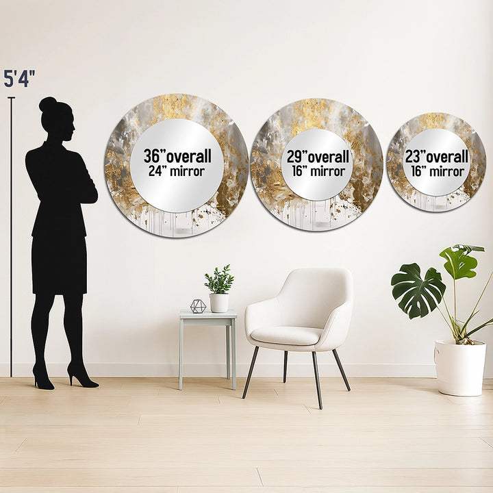 Modern Decorative Mirror - Golden Abstract - Metal Wall Mirror