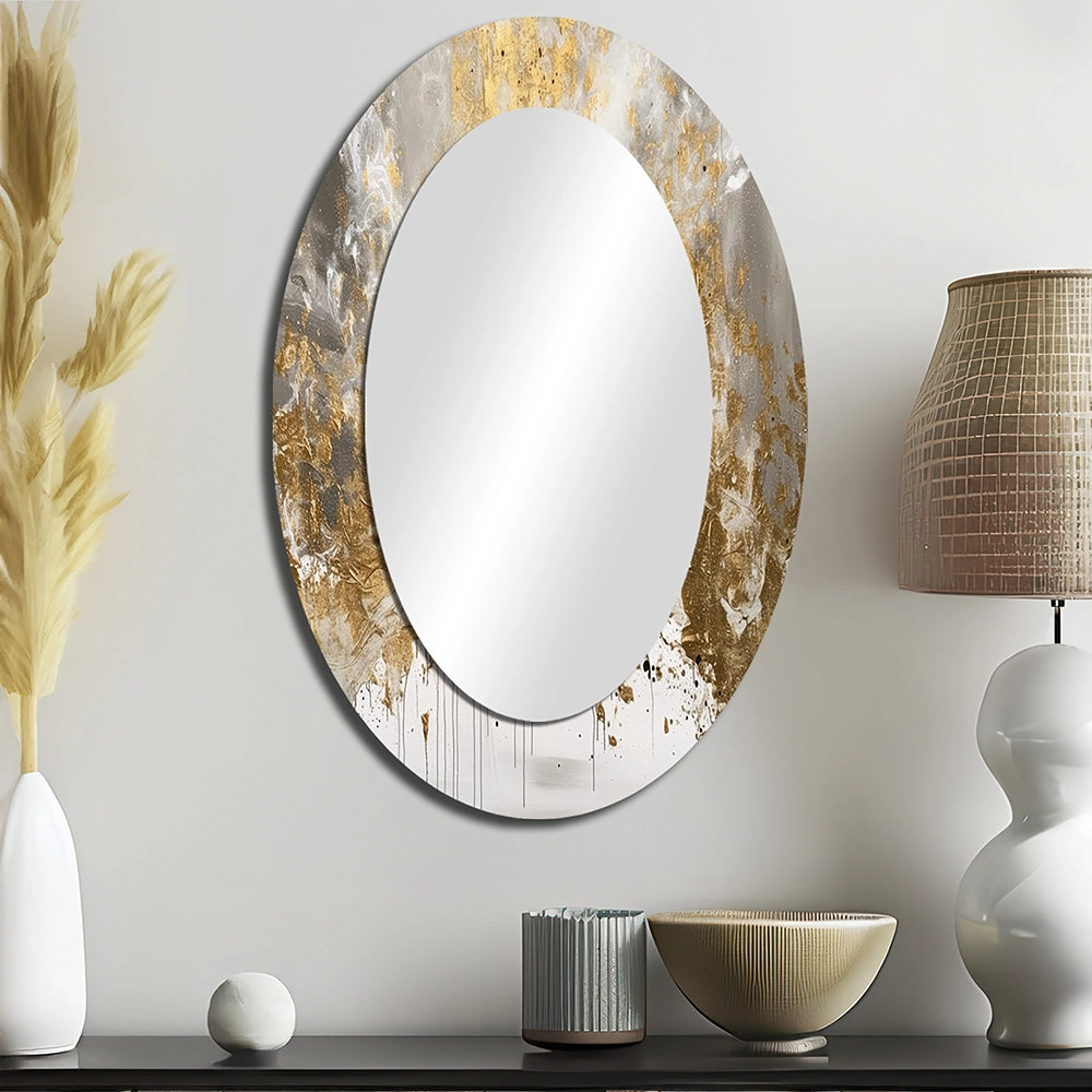 Modern Decorative Mirror - Golden Abstract - Metal Wall Mirror