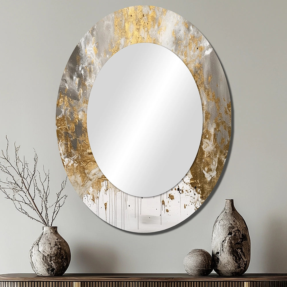 Modern Decorative Mirror - Golden Abstract - Metal Wall Mirror