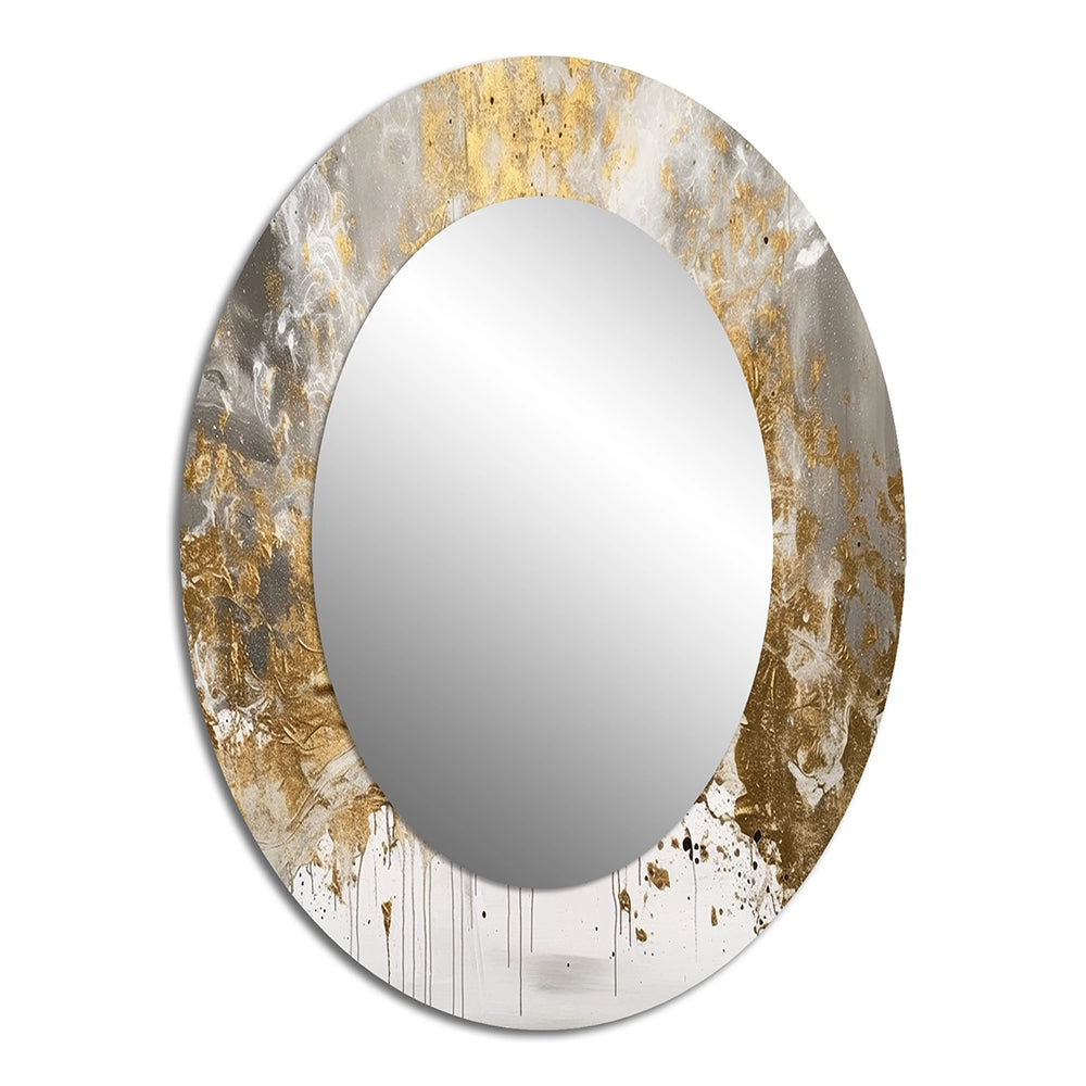 Modern Decorative Mirror - Golden Abstract - Metal Wall Mirror