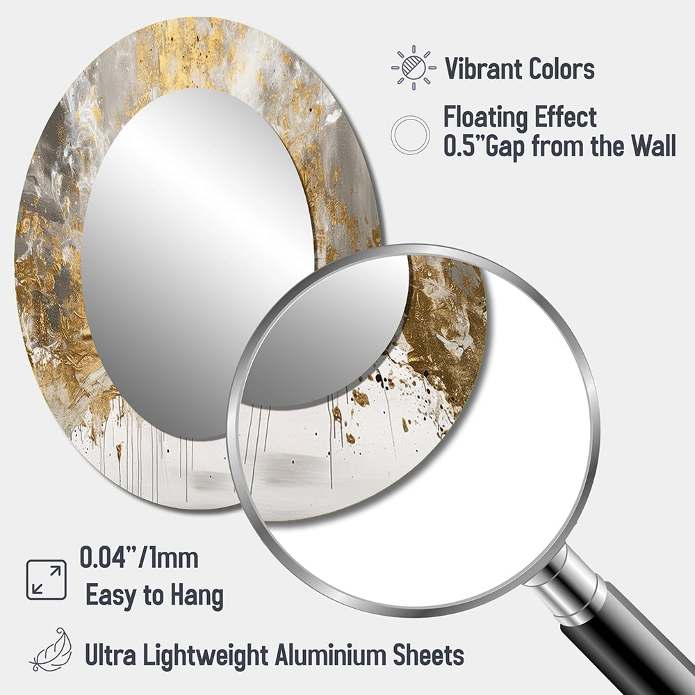 Modern Decorative Mirror - Golden Abstract - Metal Wall Mirror