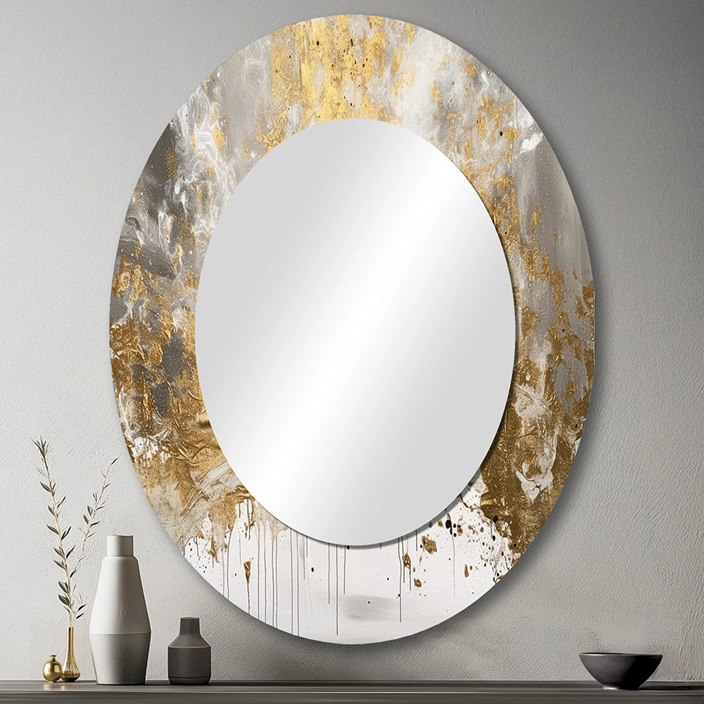 Modern Decorative Mirror - Golden Abstract - Metal Wall Mirror