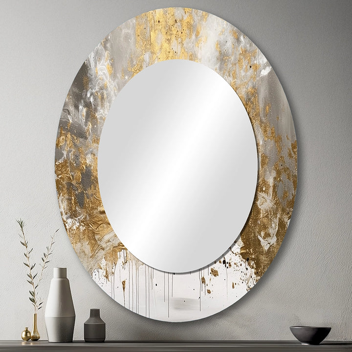 Modern Decorative Mirror - Golden Abstract - Metal Wall Mirror