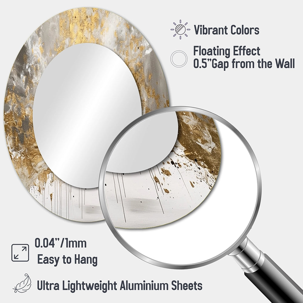Modern Decorative Mirror - Golden Abstract - Metal Wall Mirror