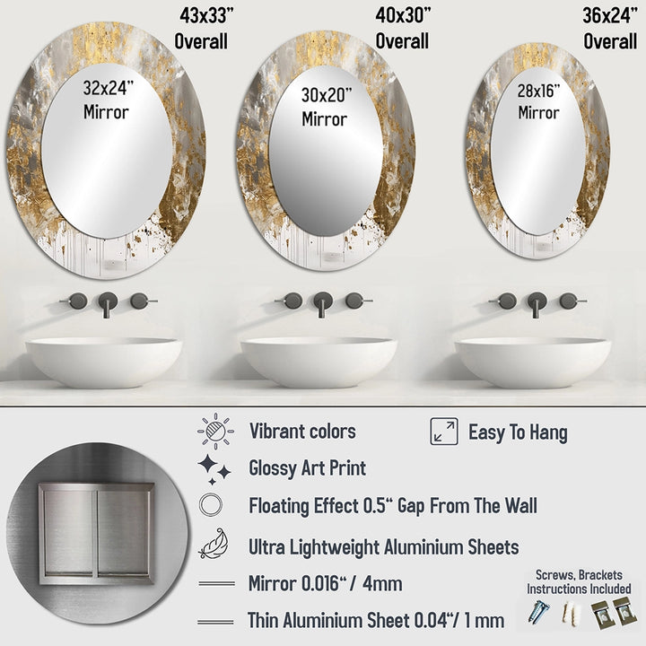Modern Decorative Mirror - Golden Abstract - Metal Wall Mirror