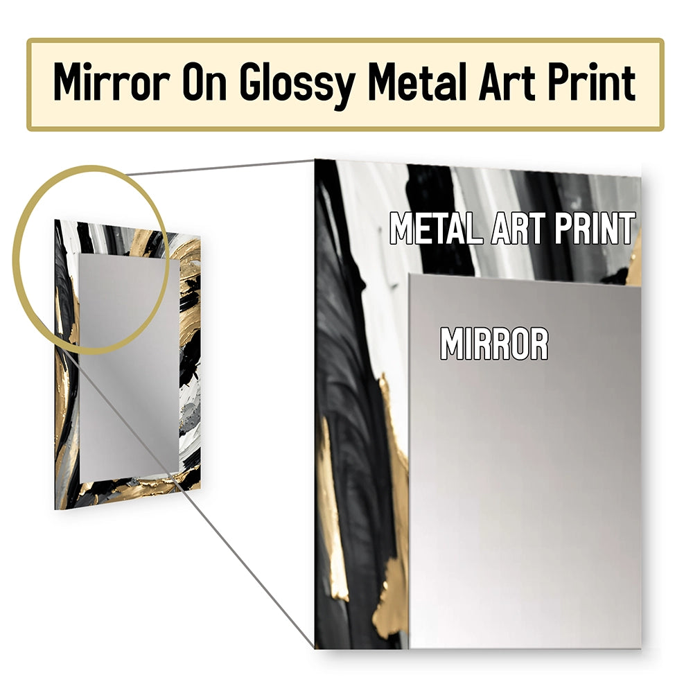 Modern Decorative Wall Mirror - Rhythm Of Pleasure Abstract Black And Gold I