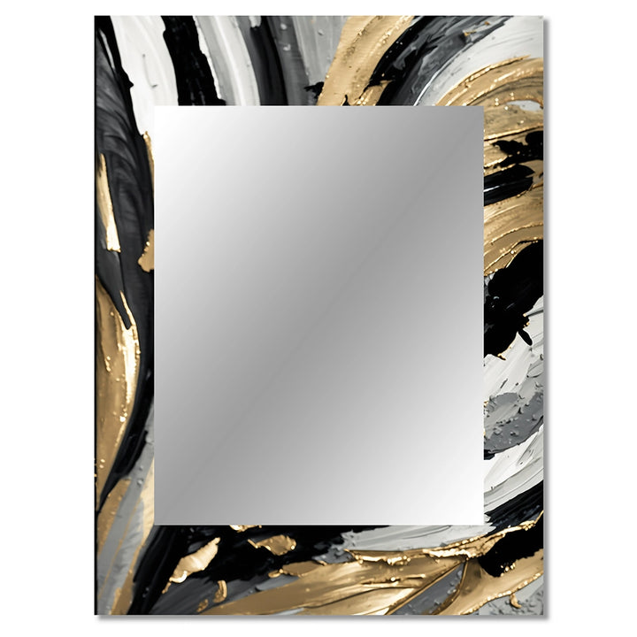 Modern Decorative Wall Mirror - Rhythm Of Pleasure Abstract Black And Gold I