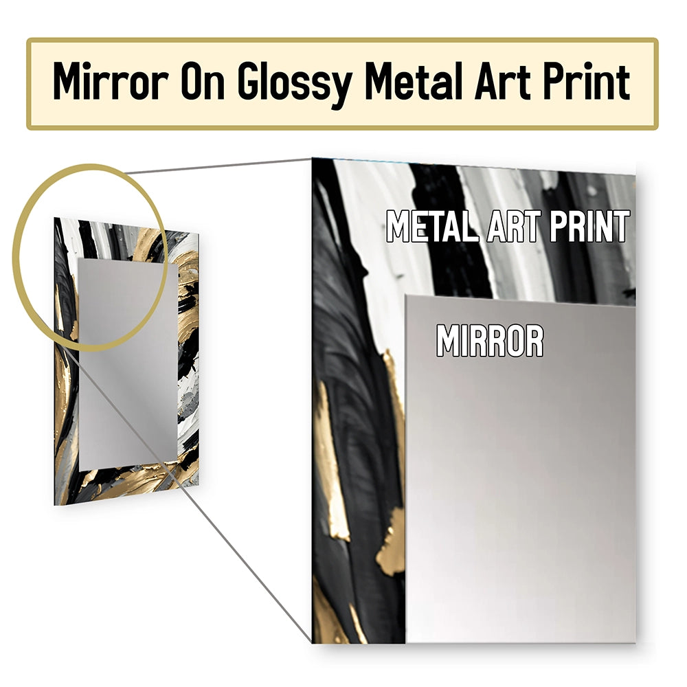 Modern Decorative Wall Mirror - Rhythm Of Pleasure Abstract Black And Gold I
