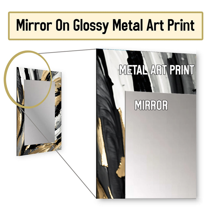 Modern Decorative Wall Mirror - Rhythm Of Pleasure Abstract Black And Gold I