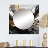 Rhythm Of Pleasure Abstract Black And Go - Abstract Wall Mirror