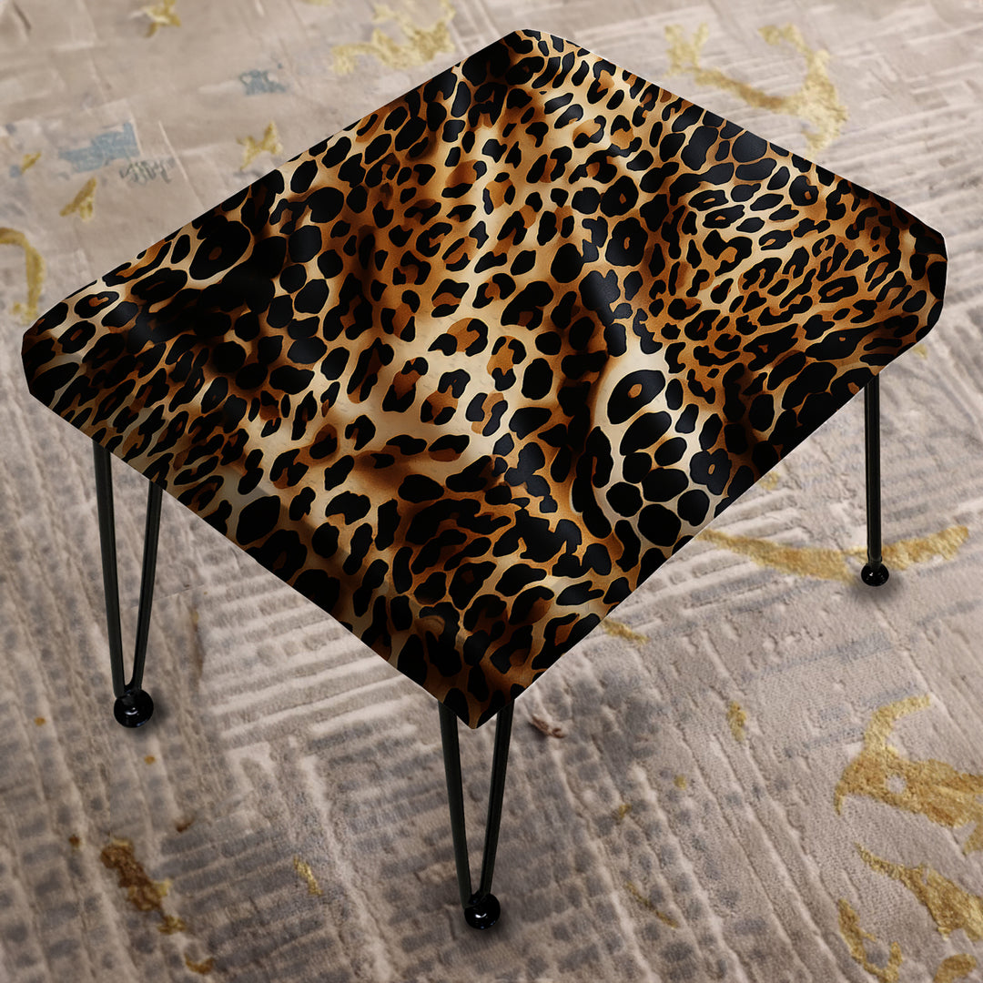 Victorian Elegance Leopard - Upholstered Vanity Stool Ottoman