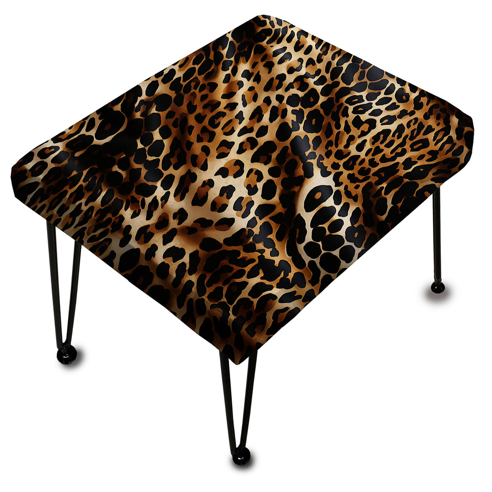 Victorian Elegance Leopard - Upholstered Vanity Stool Ottoman