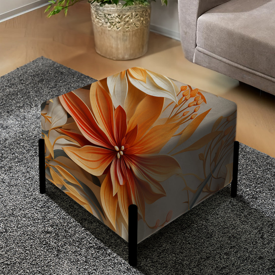 Tropical Paradise Botanical Paradise - Upholstered Vanity Stool Ottoman