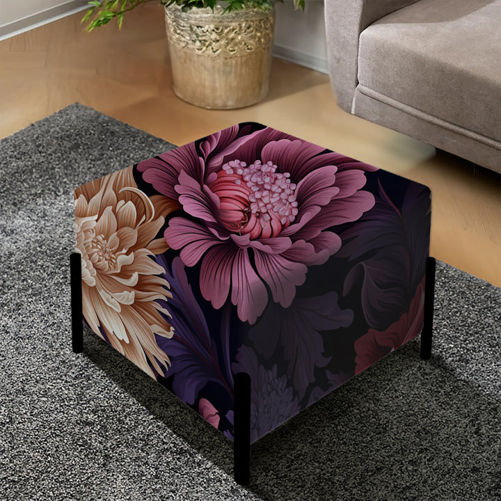 Pink And Purple Bohemian Damask Harmony - Upholstered Vanity Stool Ottoman