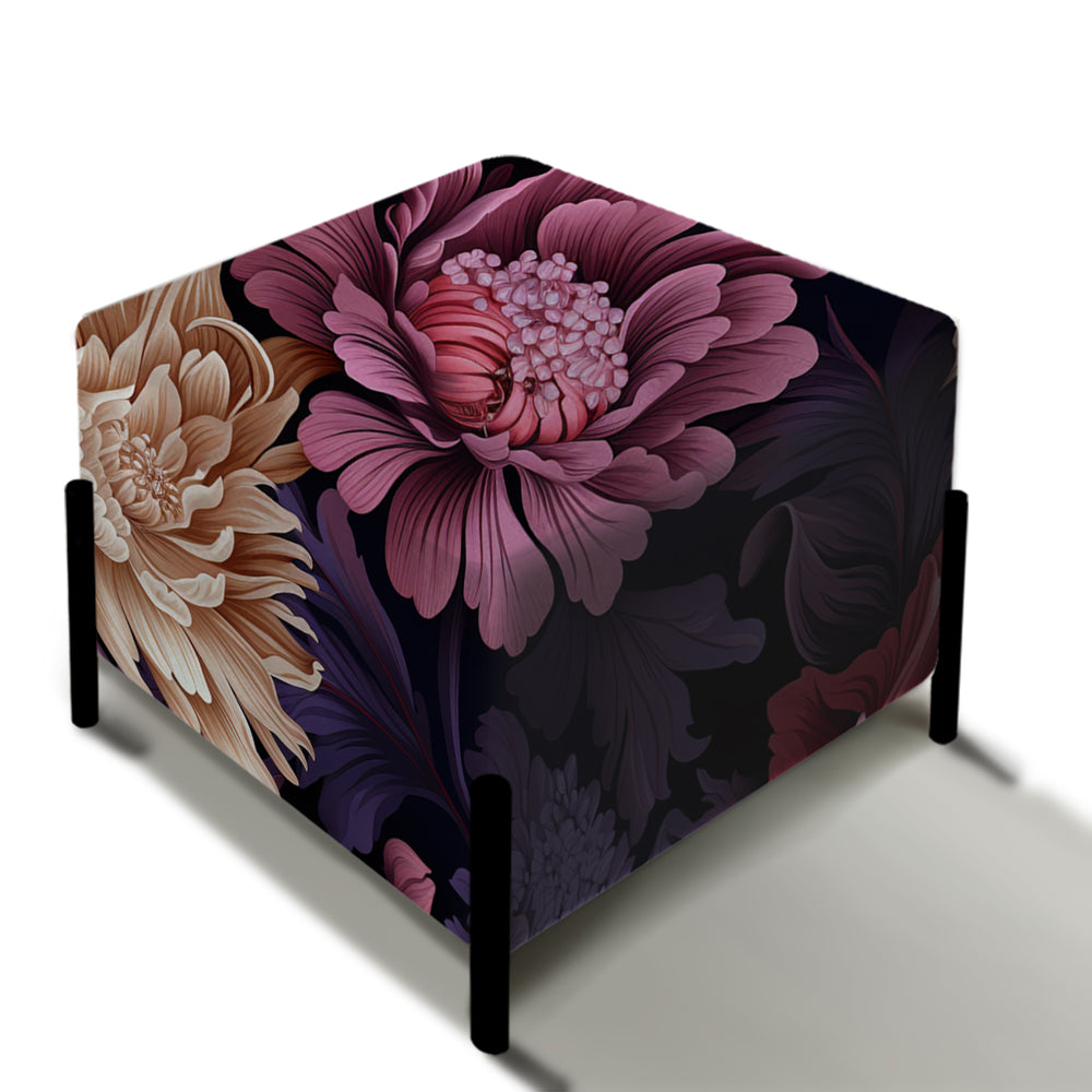 Pink And Purple Bohemian Damask Harmony - Upholstered Vanity Stool Ottoman