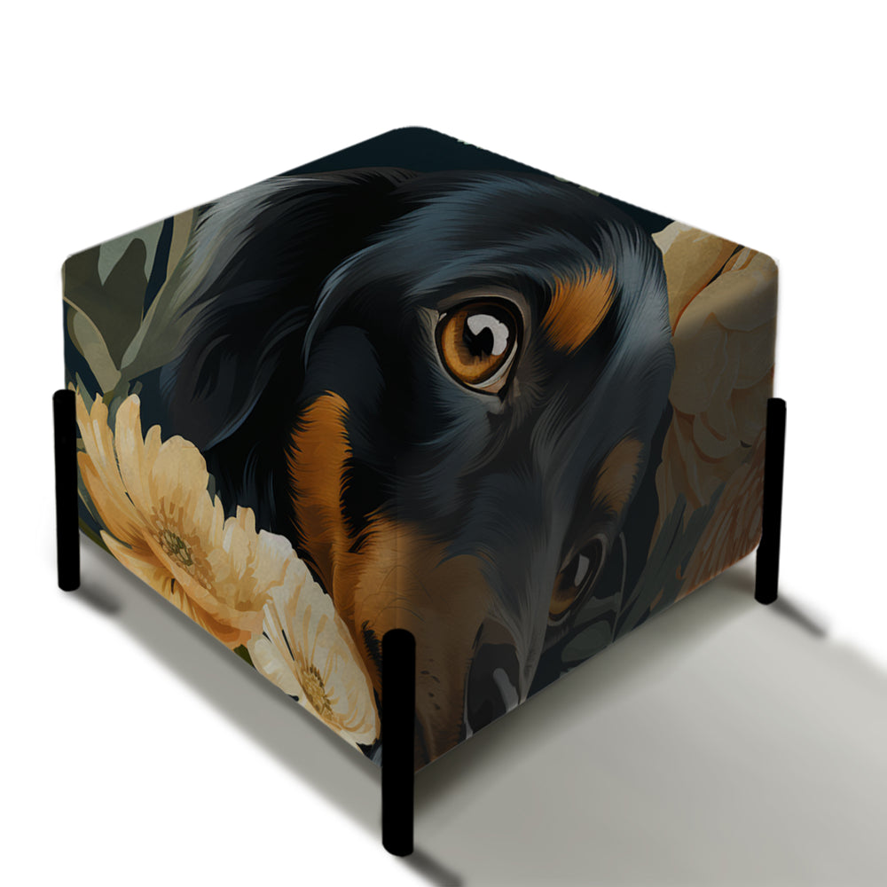 Daschund Dog - Upholstered Vanity Stool Ottoman