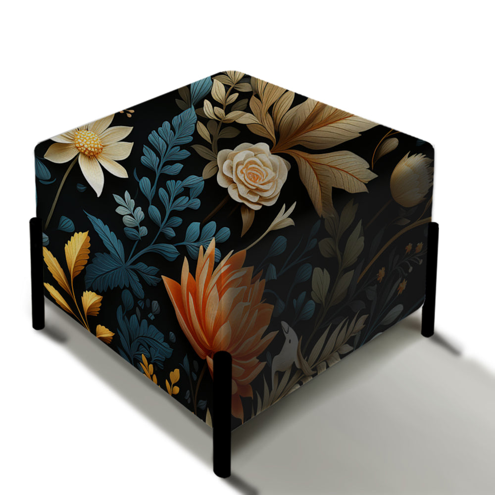 Cottage Floral Autumn Collage - Upholstered Vanity Stool Ottoman