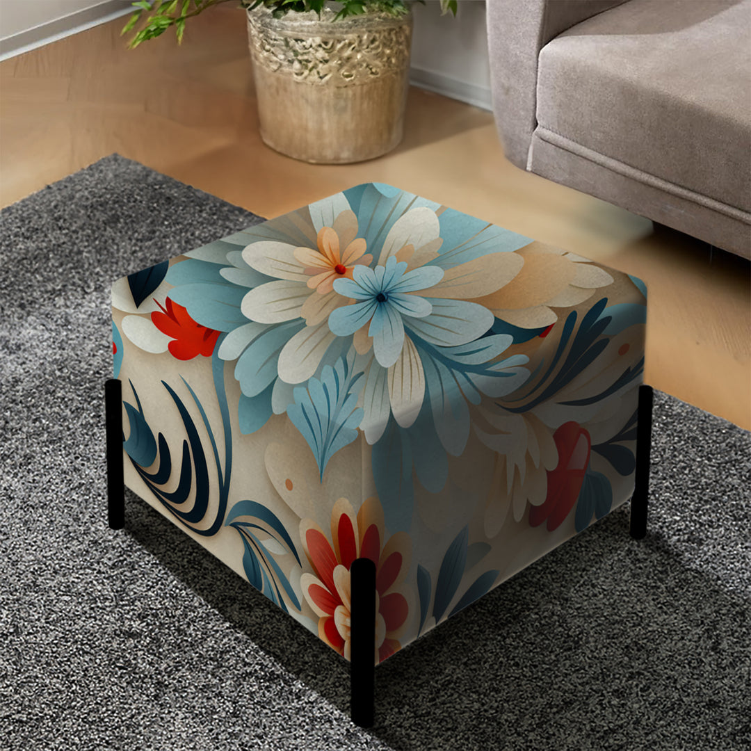 Moroccan Delight Blooming Intrigue - Upholstered Vanity Stool Ottoman