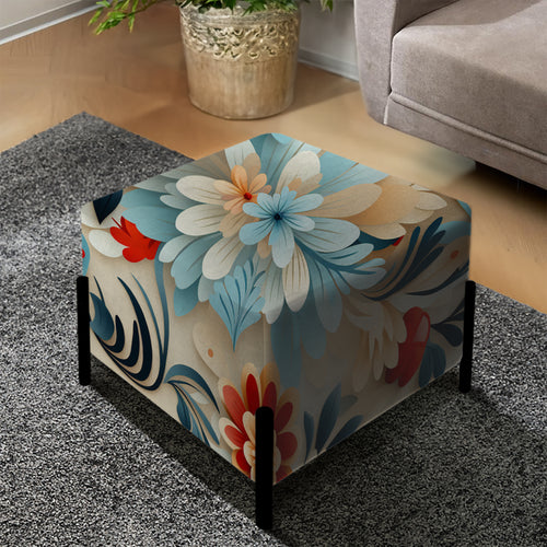 Moroccan Delight Blooming Intrigue - Upholstered Vanity Stool Ottoman