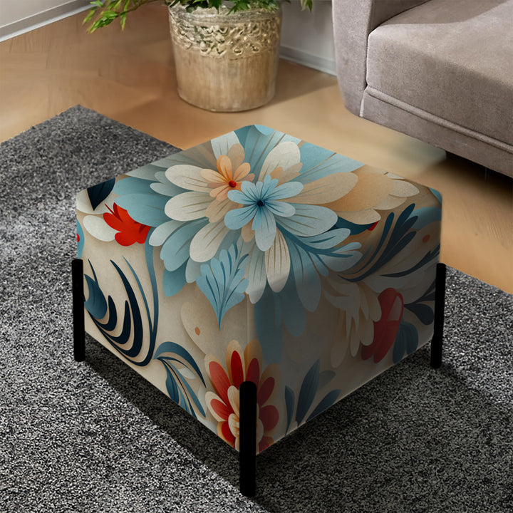 Moroccan Delight Blooming Intrigue - Upholstered Vanity Stool Ottoman