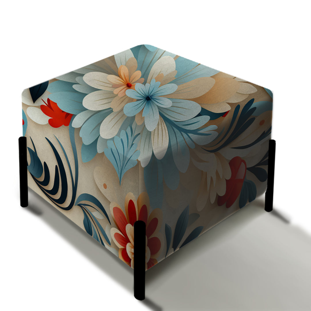 Moroccan Delight Blooming Intrigue - Upholstered Vanity Stool Ottoman
