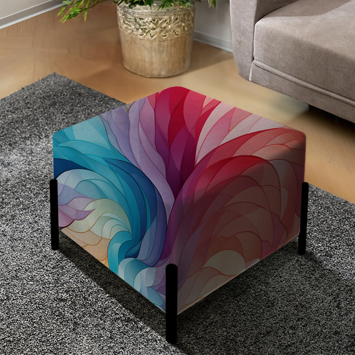 Colorful Watercolor In Motion - Upholstered Vanity Stool Ottoman