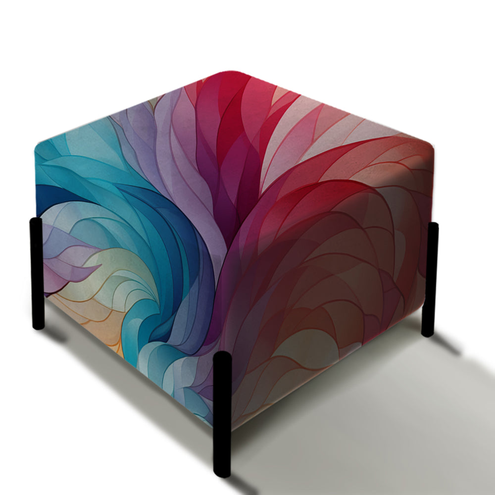 Colorful Watercolor In Motion - Upholstered Vanity Stool Ottoman
